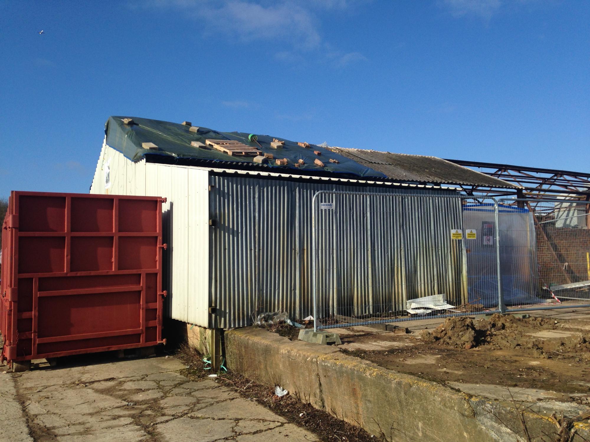 Waste skips ready for RCFs & asbestos sheeting